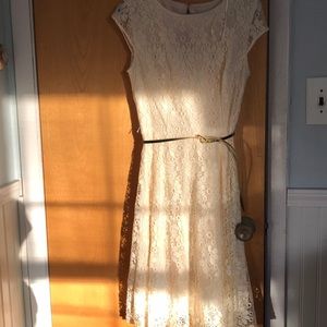Floral cream mid calf length dress